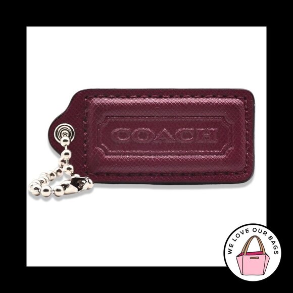 2.25" Large COACH Dark Red Crossgrain Leather Fob Bag Charm Keychain Hang Tag - Picture 1 of 1